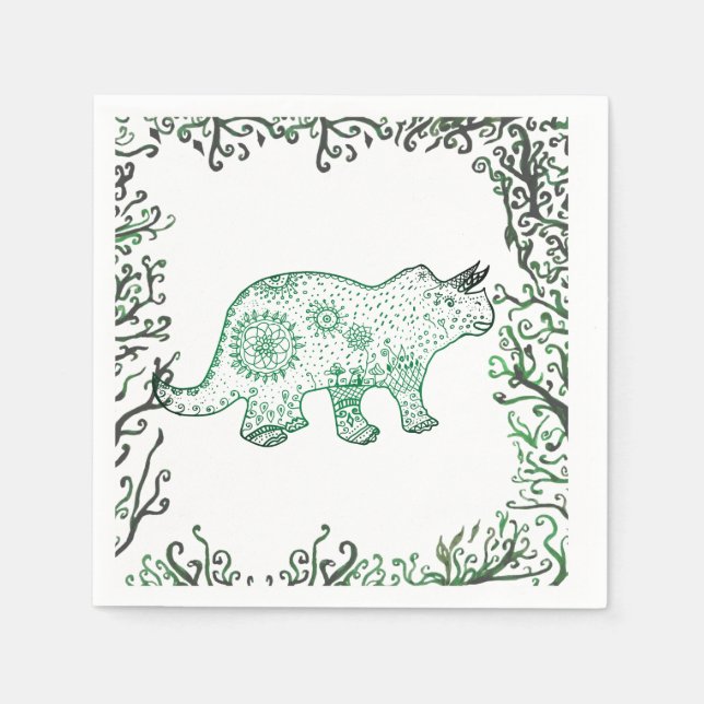Mandala Dinosaur  Paper Napkins (Front)