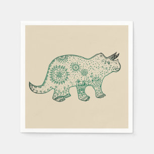 Mandala Dinosaur, Triceratops Paper Napkin