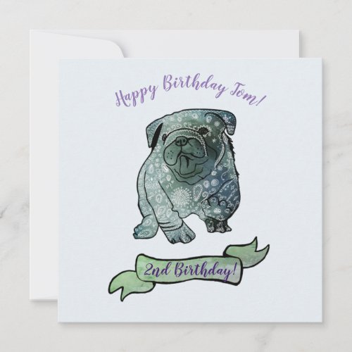 Mandala Dog Birthday Party French Bulldog Invitation