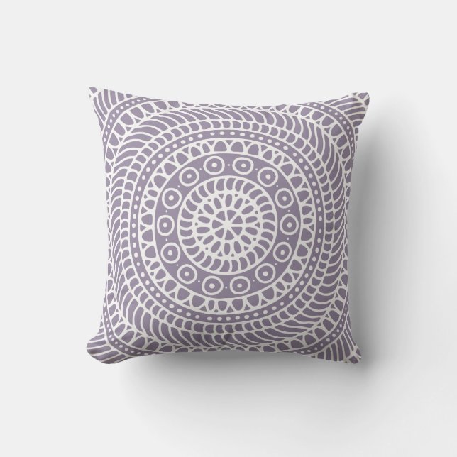 Mandala Doodle Lavender Throw Pillow (Front)