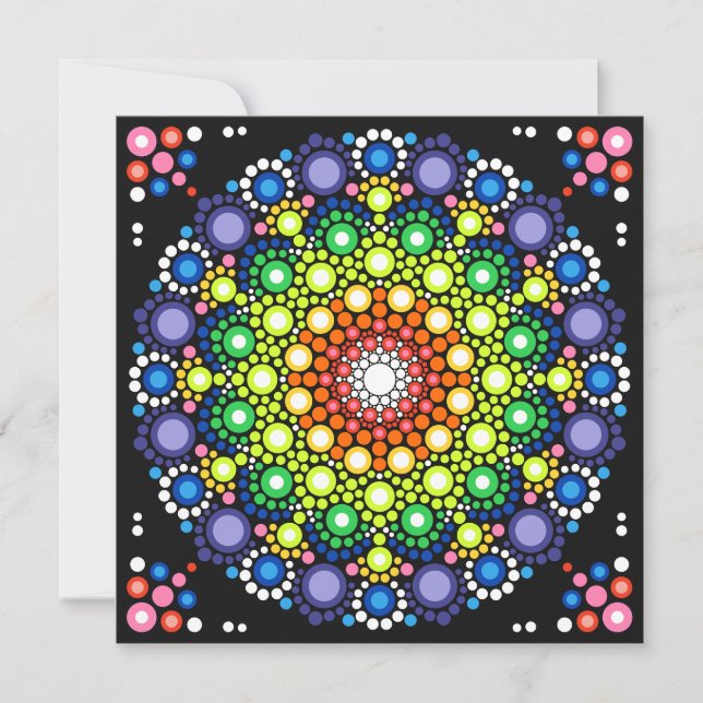 Mandala Dot Fractal Retro Hippie Trippy Dots Invitation (Front)