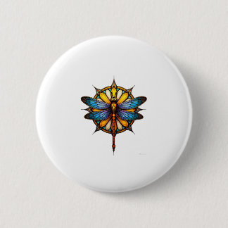 Mandala Dragonfly Luminous Sacred Geometry Spiritu Button