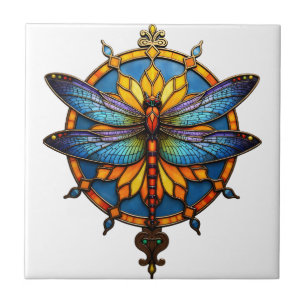 Mandala Dragonfly Luminous Sacred Geometry Spiritu Ceramic Tile