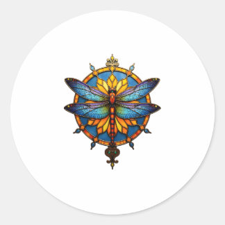 Mandala Dragonfly Luminous Sacred Geometry Spiritu Classic Round Sticker