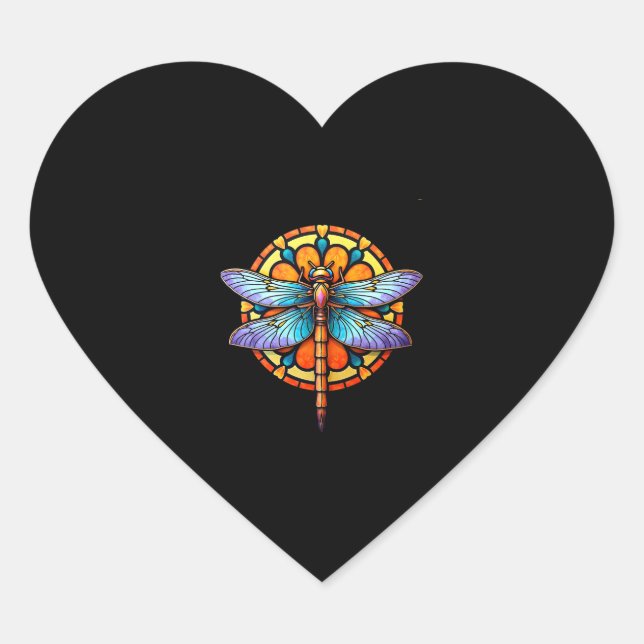 Mandala Dragonfly Luminous Sacred Geometry Spiritu Heart Sticker (Front)
