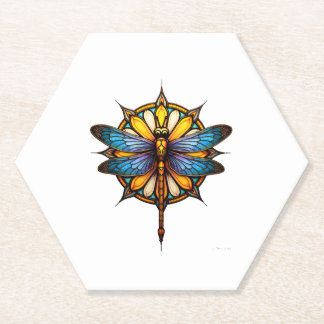 Mandala Dragonfly Luminous Sacred Geometry Spiritu Paper Coaster