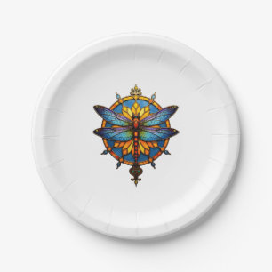 Mandala Dragonfly Luminous Sacred Geometry Spiritu Paper Plates