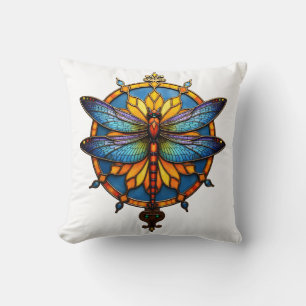 Mandala Dragonfly Luminous Sacred Geometry Spiritu Throw Pillow