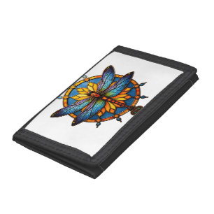 Mandala Dragonfly Luminous Sacred Geometry Spiritu Tri-fold Wallet