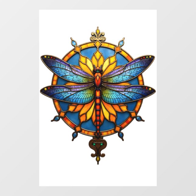 Mandala Dragonfly Luminous Sacred Geometry Spiritu Window Cling (Sheet)