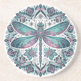 Mandala Dragonfly Sandstone Coaster