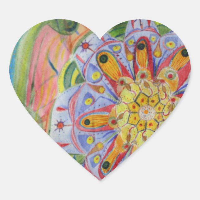 Mandala drawing Heart Stickers, Glossy Sticker (Front)