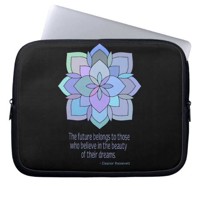 Mandala Eleanor Roosevelt Beauty Quote Laptop Sleeve (Front)