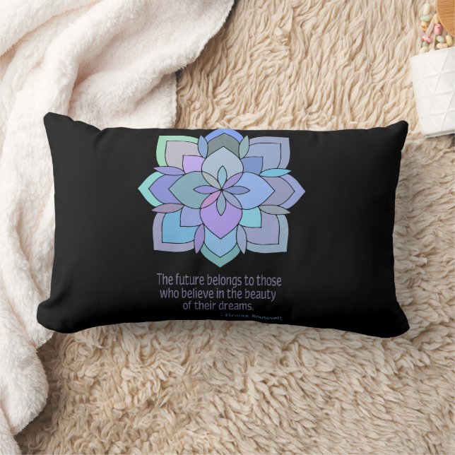 Mandala Eleanor Roosevelt Beauty Quote Lumbar Pillow (Blanket)