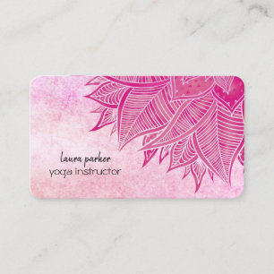 Mandala Elegant Boho Paisley Floral Pink Art Yoga Business Card