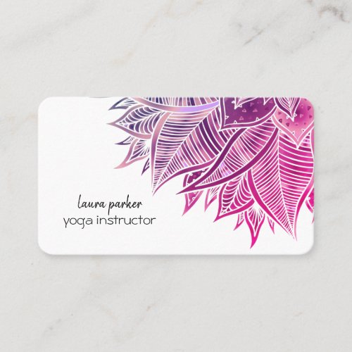 Mandala Elegant Boho Paisley Floral Pink Art Yoga  Business Card