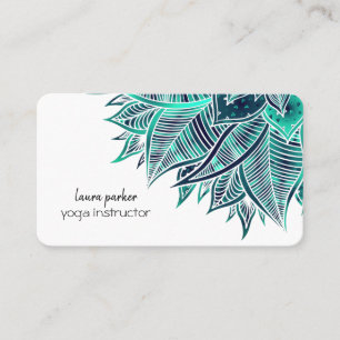 Mandala Elegant Boho Paisley Floral Teal Art Yoga Business Card