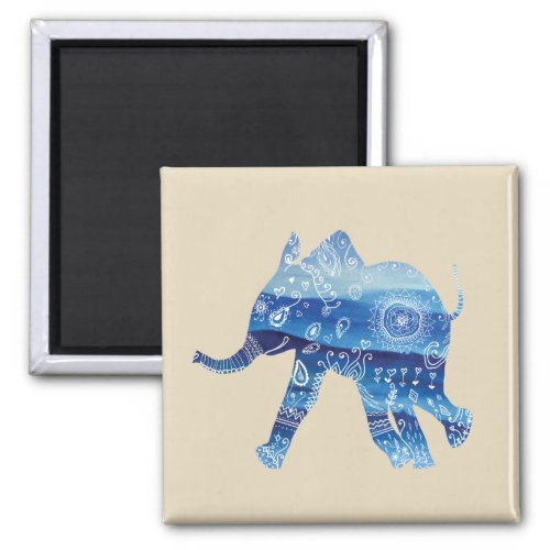 Mandala Elephant  Art  51 Cm Square Magnet