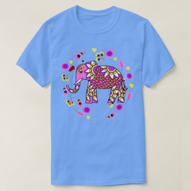 Mandala Elephant Flowers1 T-Shirt (Design Front)