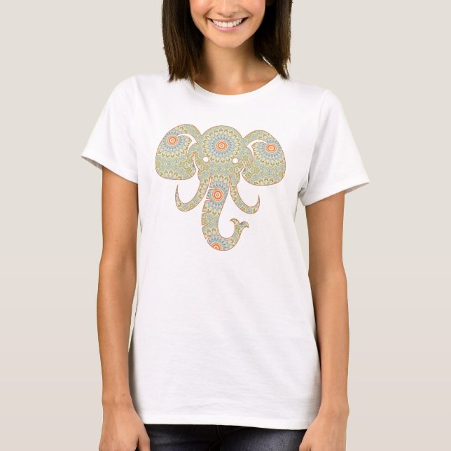 Mandala Elephant Head Design T-Shirt (Front)