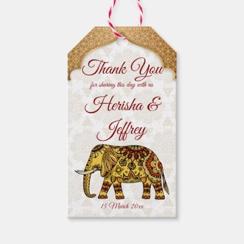 Mandala elephant Indian wedding favor Gift Tags