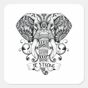 Mandala Elephant Square Sticker