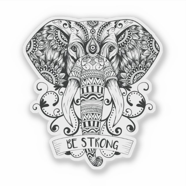 Mandala Elephant Sticker (Front)