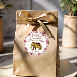 Mandala elephants Indian border Indian wedding Classic Round Sticker