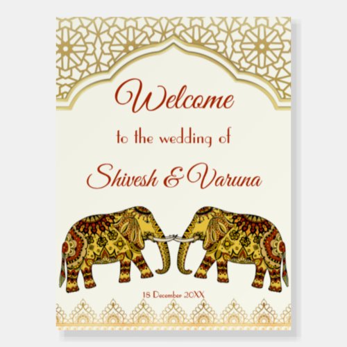 Mandala elephants Indian border Indian wedding Foam Board