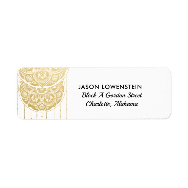 Mandala Faux Gold Foil Boho Wedding Label (Front)