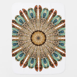 Mandala Feathers Watercolor: Natural Lace Design Baby Blanket
