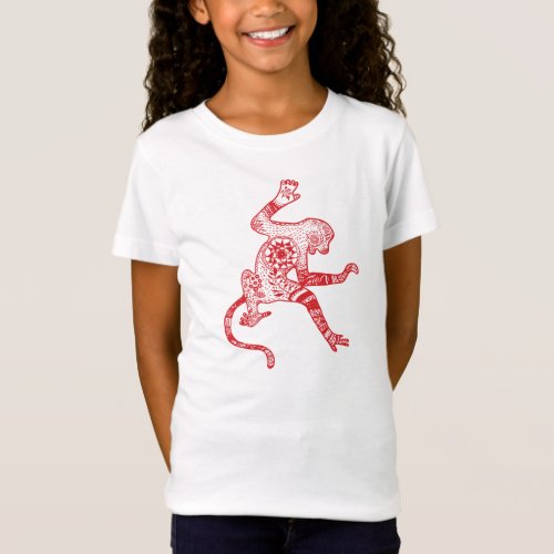 Mandala Fire Monkey Fitted Babydoll T_Shirt White T_Shirt