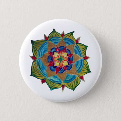 Mandala Fleur Round Badge Pinback Button