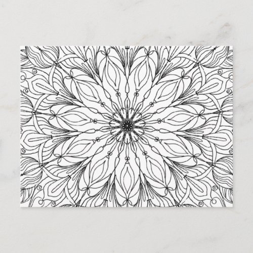 Mandala floral pattern coloring flower pattern postcard