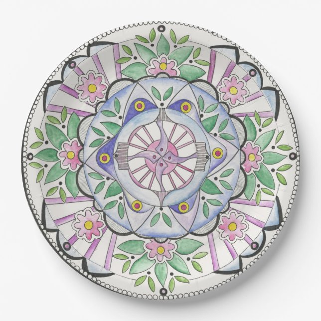 Mandala Floribunda design on Paper Plates (Front)