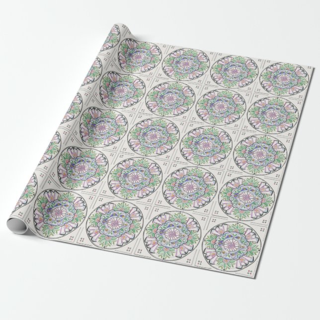 Mandala Floribunda design on wrapping paper (Unrolled)