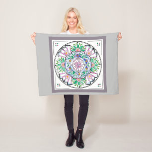 Mandala Floribunda Fleece Blanket