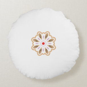 Mandala Flower Art Print Boho Decor Round Pillow