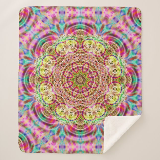 Mandala Flower: Artistic Design Sherpa Blanket (Front)