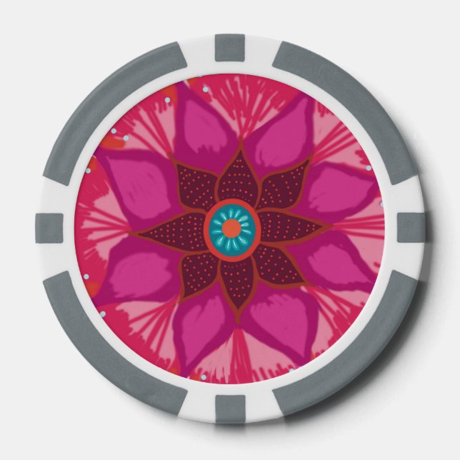 Mandala Flower Clay Poker Chips (Front)