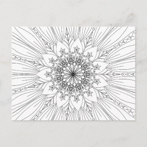 Mandala flower coloring floral pattern postcard