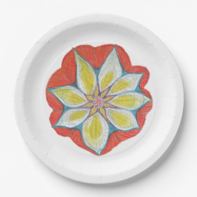 Mandala flower Custom Paper Plates 9 in (Front)