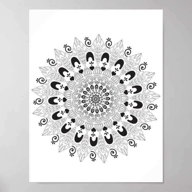 Mandala Flower Design Coloring Page Poster (Front)