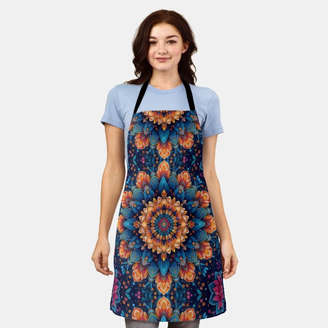 Mandala Flower Digital Art Style-23907. Apron (Worn)