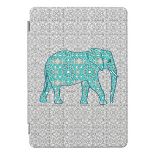 Mandala flower elephant - turquoise, grey & white iPad pro cover