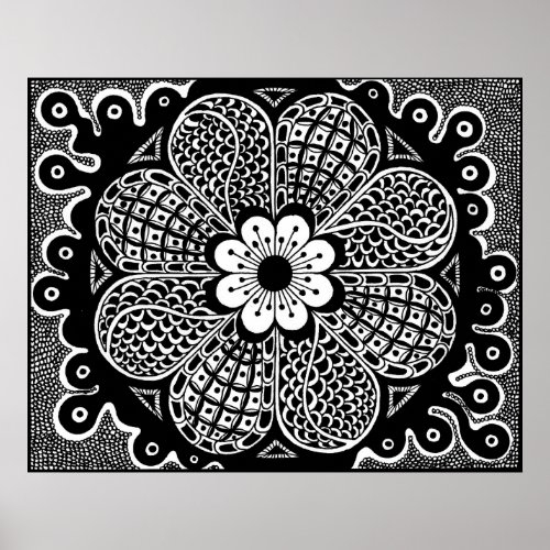 Mandala flower geometric design poster