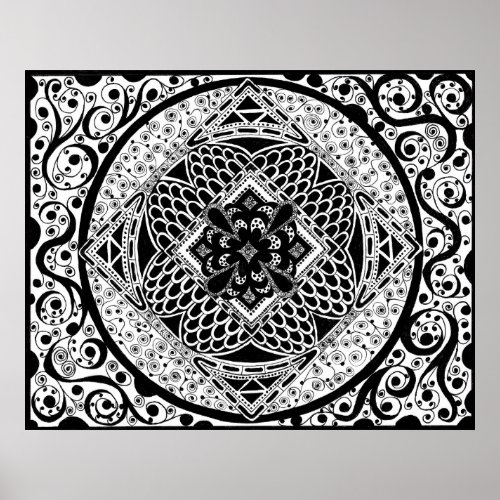Mandala flower geometric design poster