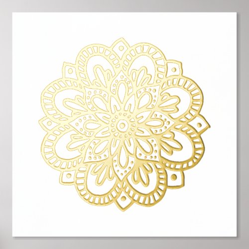 Mandala Flower Gold Foil Art Print