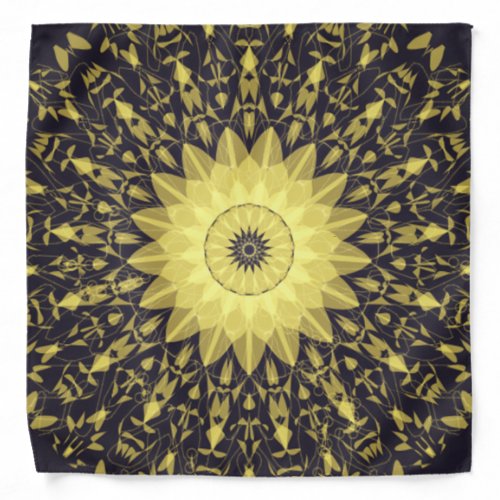 Mandala Flower Golden Gold Abstract Pattern Design Bandana