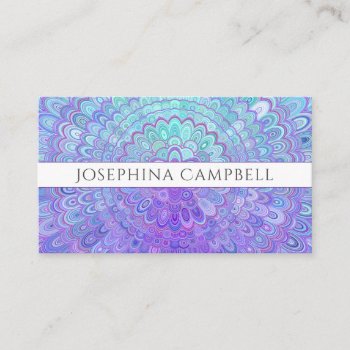 Mandala Flower In Blue And Purple Business Card by ZyddArt at Zazzle